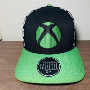 Xbox Gamer Hat Cap Embroidered Black Green White Controller Design SnapBack OSFM